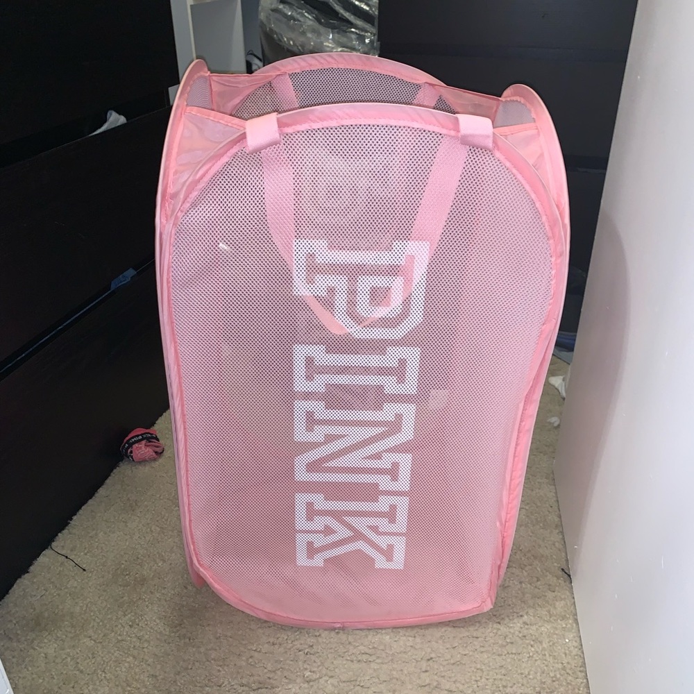 Pink laundry hamper